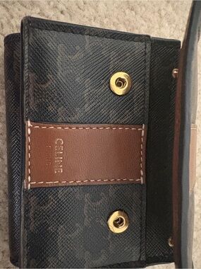 Celine White Leather Card Holder with Black Logo